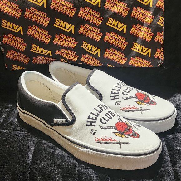 VANS x Stranger Things Classic Slip-on Limited Addition **Hell Fire Custom Prin - Picture 1 of 10